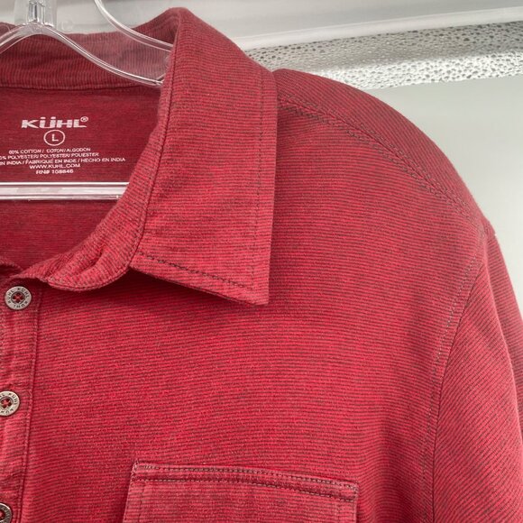 KUHL Men's Polo Shirt Short Sleeve Red/Gray Striped Size Large - Picture 4 of 8
